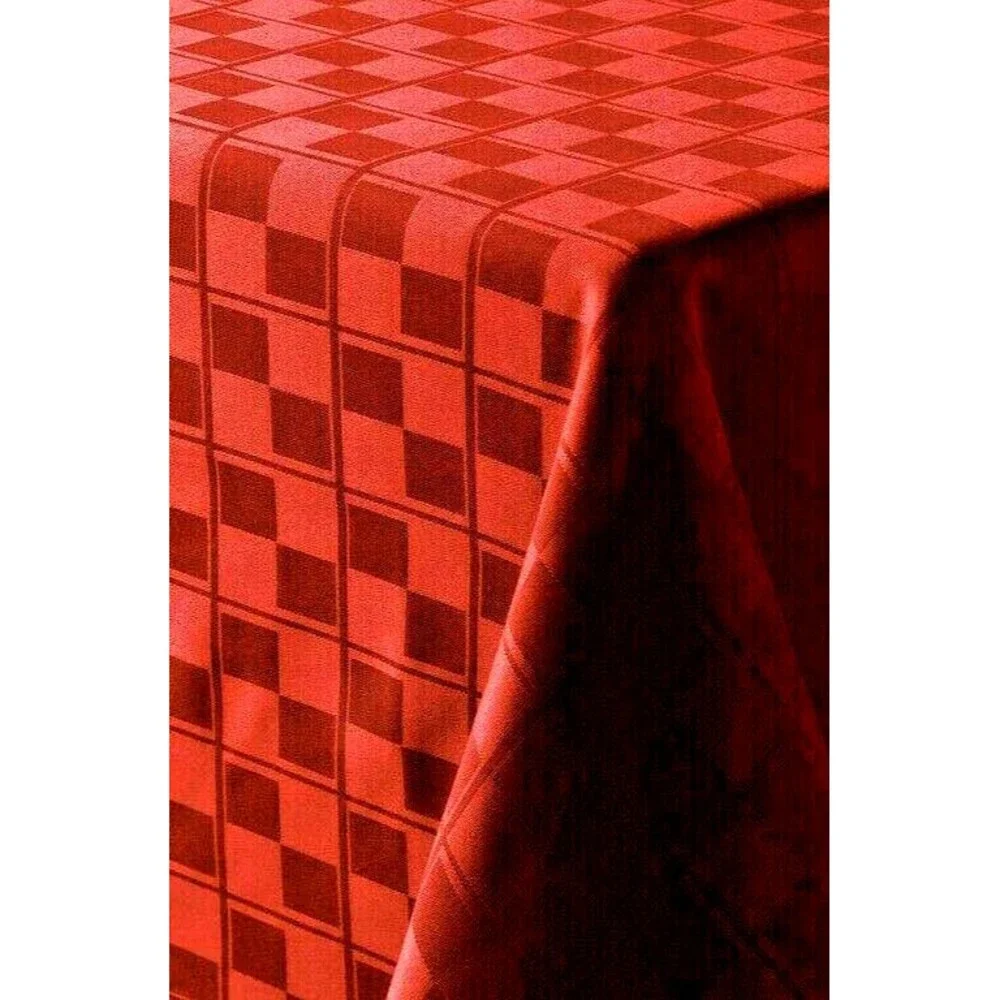 Food Network Red Maroon Tablecloth Check Easy Care Thanksgiving Fall 90